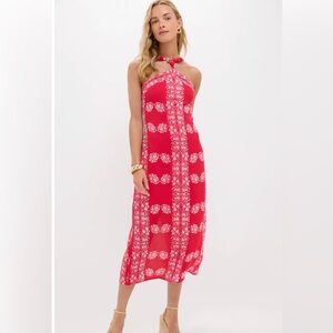 Tuckernuck Red and White Floral Midi Dress